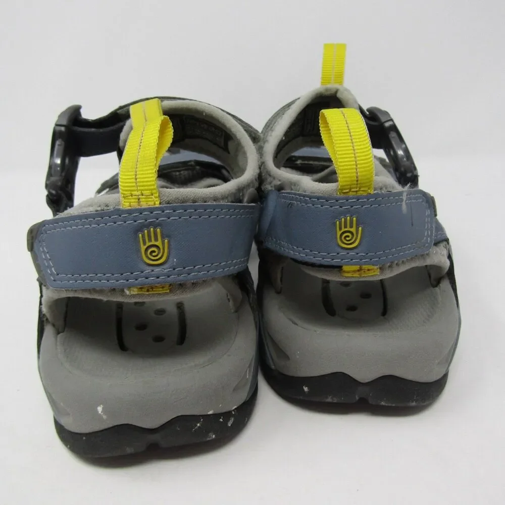 Teva Men's River Water Sandals Gray Blue Yellow Hook & Loop Adjustable US 7.5